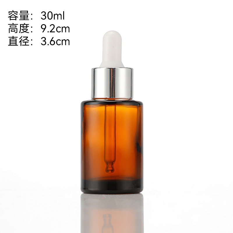 30ml; anillo de plata + tubo de goteo de goma blanca + botella de té; vidrio