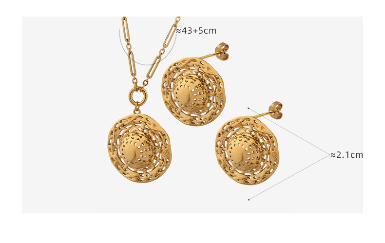 Retro Round Titanium Steel Womenu0027S Earrings Necklace