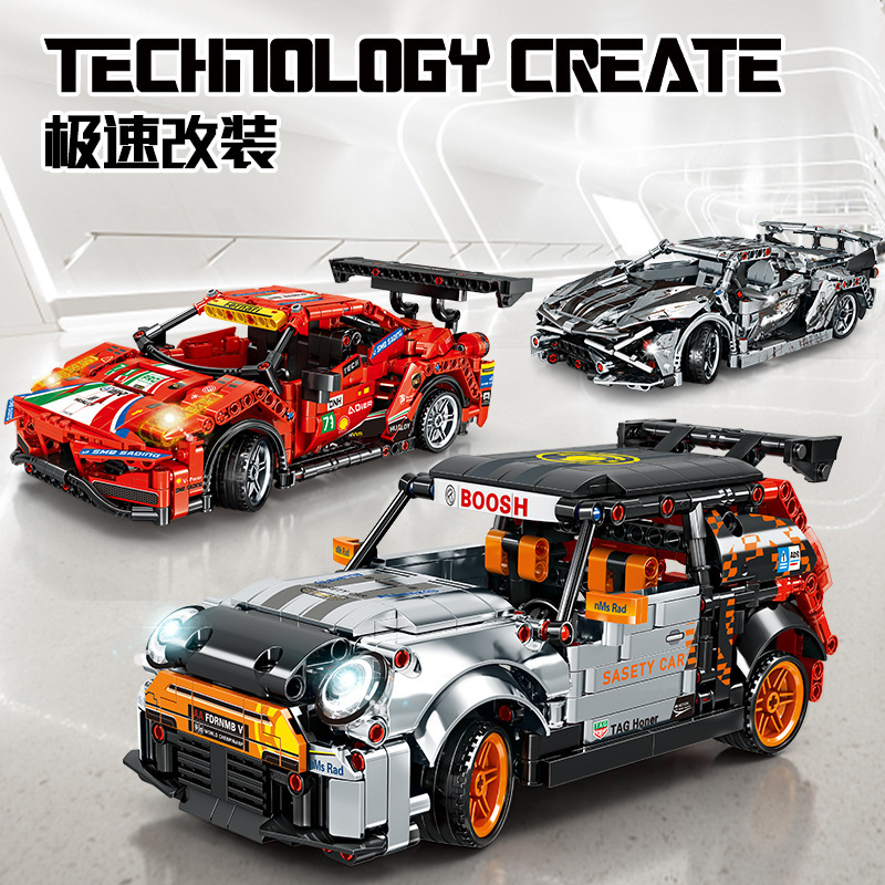 Mindy 8201 Pull-Back Technology Racing Car Assembly Building Block Toy Sports Car Model Gift for Elementary School Students Wholesale