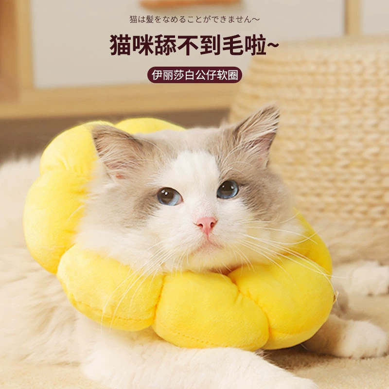 Ошейник для домашних животных с подсолнухом, элизабетанский ошейник для кошек, элизабетанский ошейник для собак, стерилизация, головной убор против лизания