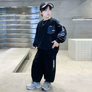 2026秋季儿童时尚潮酷宽松休闲套装中大童字母印花卫衣卫裤两件套