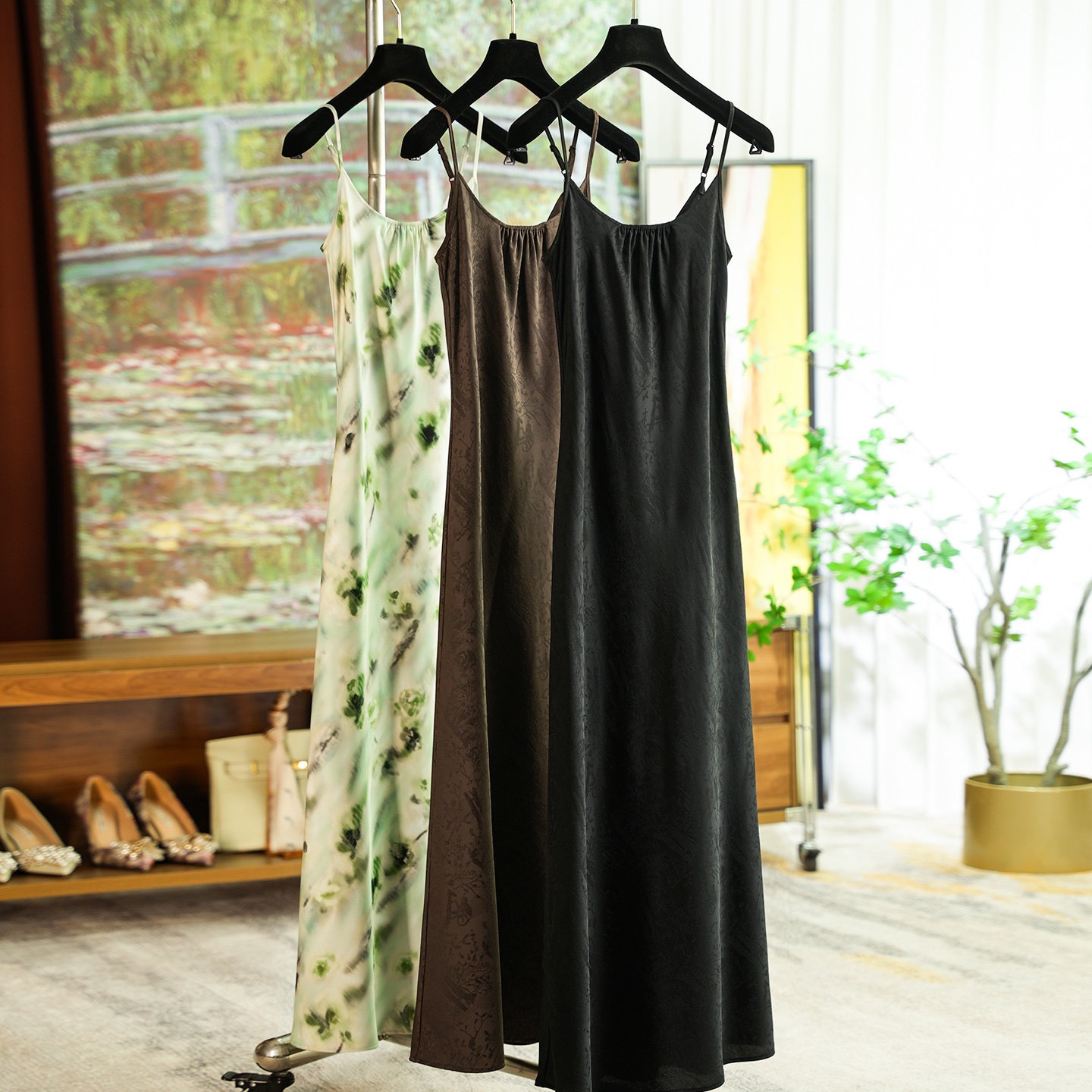 Slimming Jacquard Suspender Dress Long Skirt Summer 0413