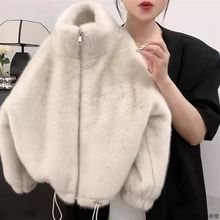 女童外套冬装2025新款洋气儿童毛绒立领加厚毛毛衣小女孩冬季上衣