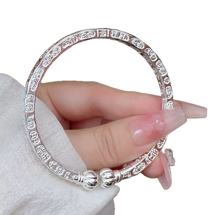 新しいシルバーメッキスクエアストリップ女性用ブレスレット、ソリッドオープンシルバーメッキブレスレット、中国風、新しい中国風、若いギフト|undefined