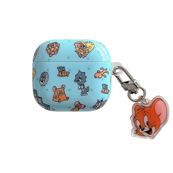 Light blue bottom-full screen cat and mouse + pendant