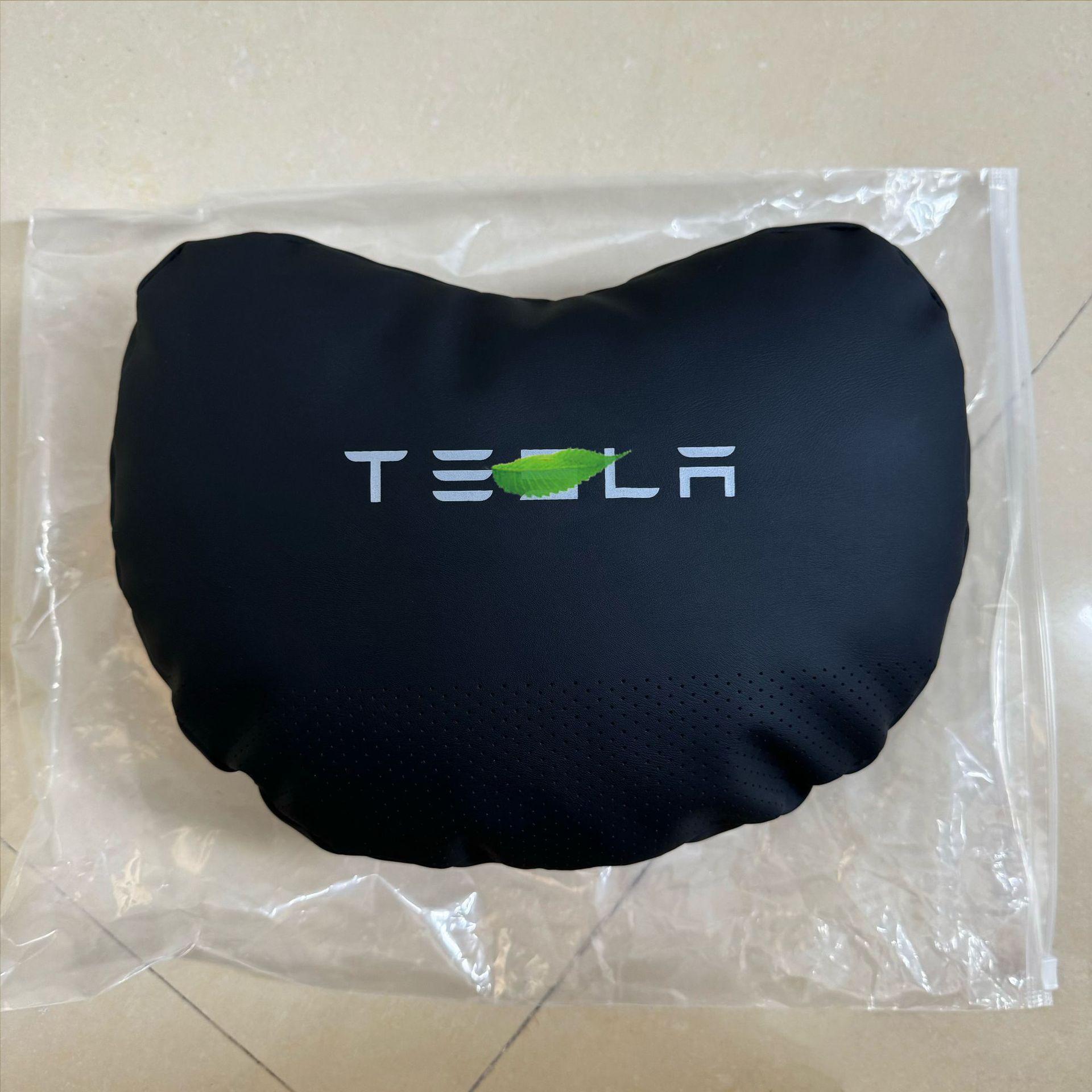 Waist Support — Tesla Headrest - black-heart-shaped-headrest-perforated-breathable-logo-1-piece-tesla-modely3