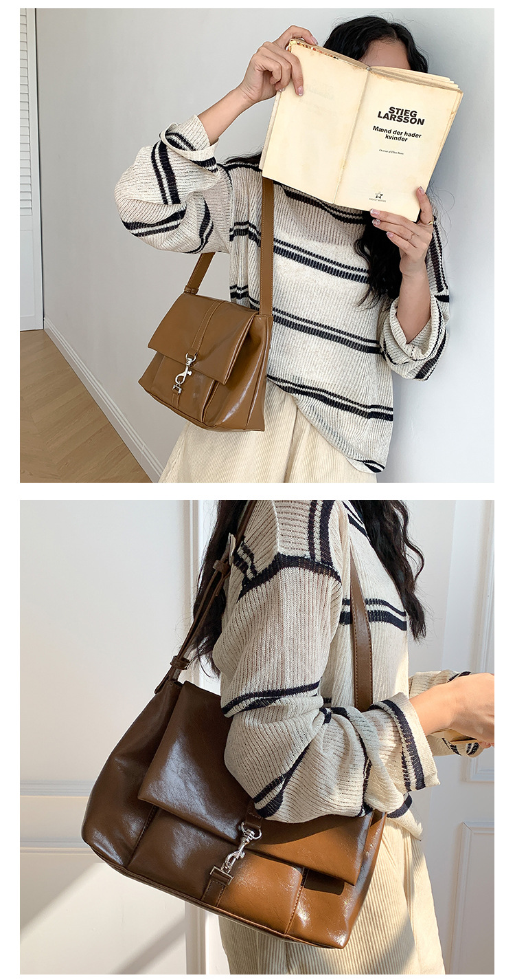 Nuova borsa a tracolla in morbida pelle PU per donna, versatile, grande capacità, con nicchia sottobraccio, fibbia a gancio con patta,_voghion.com