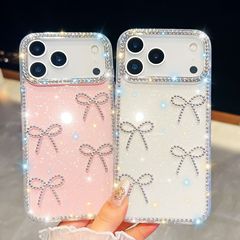 适用苹果17Promax闪钻手机壳iPhone16E蝴蝶结15Pro保护套跨境硬壳