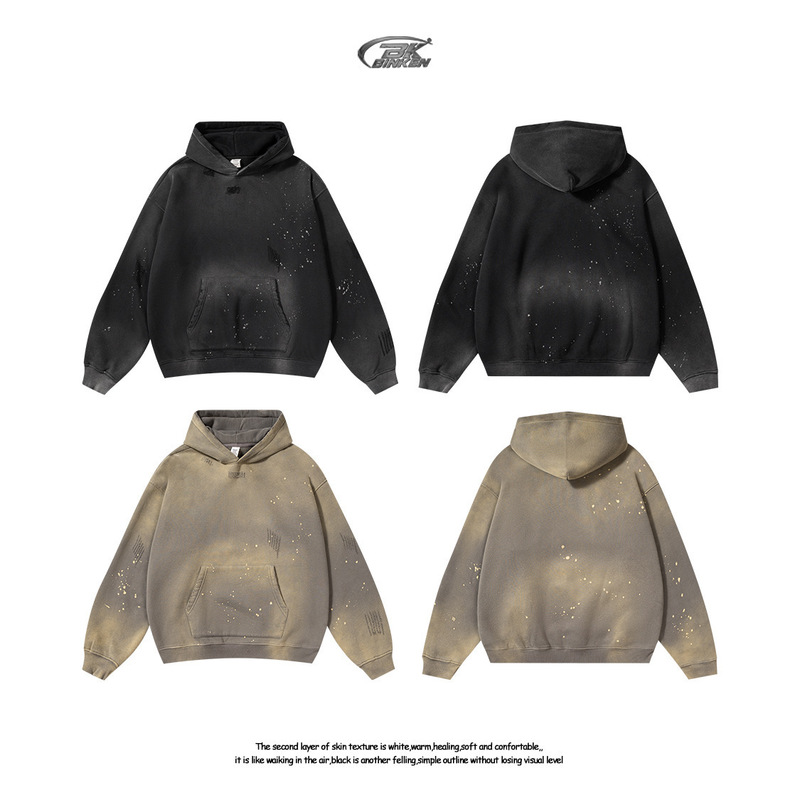 ハイストリート KANYE カニエ スプラッシュ インク ウォッシュ デストラクティブ パーカー INS グラデーション デザイン クール スウェットシャツ 男女兼用|undefined
