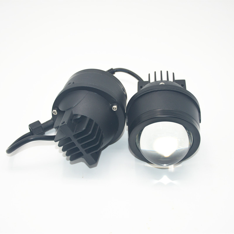 3 pulgadas LED tricolor doble luz lente de lámpara de niebla delantera transformación de automóvil luz blanca luz amarilla luz cálida