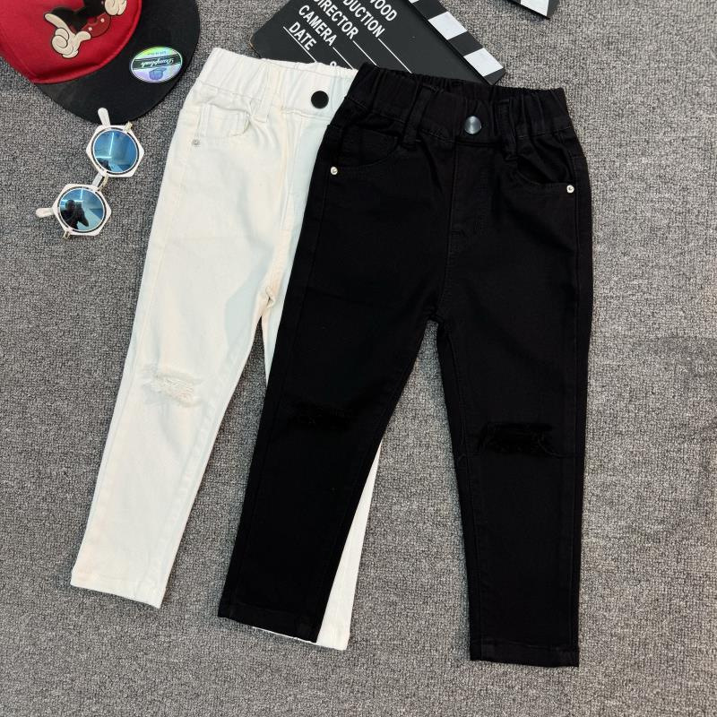 어린이 슬림 핏 흑백 바지 올 매치 슬림 핏 하이 스트레치 일본 청바지 스타일리 키 홀 CC802