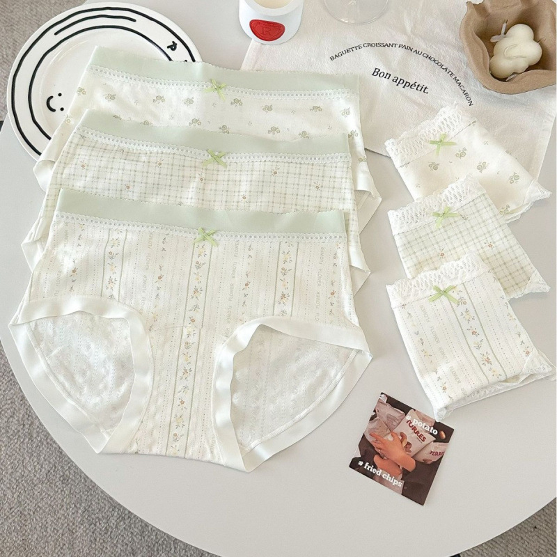 2910 Green Radish Milk Candy Color Solid Color Simple Style Fresh and Simple Women's Cotton Soft Panties