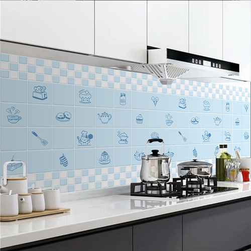 Kitchen sticker waterproof, oil-resistant, high-temperature resistant self-adhesive wall sticker for cabinets, range hoods, tiles, and countertops with 3D patterns wallpaper