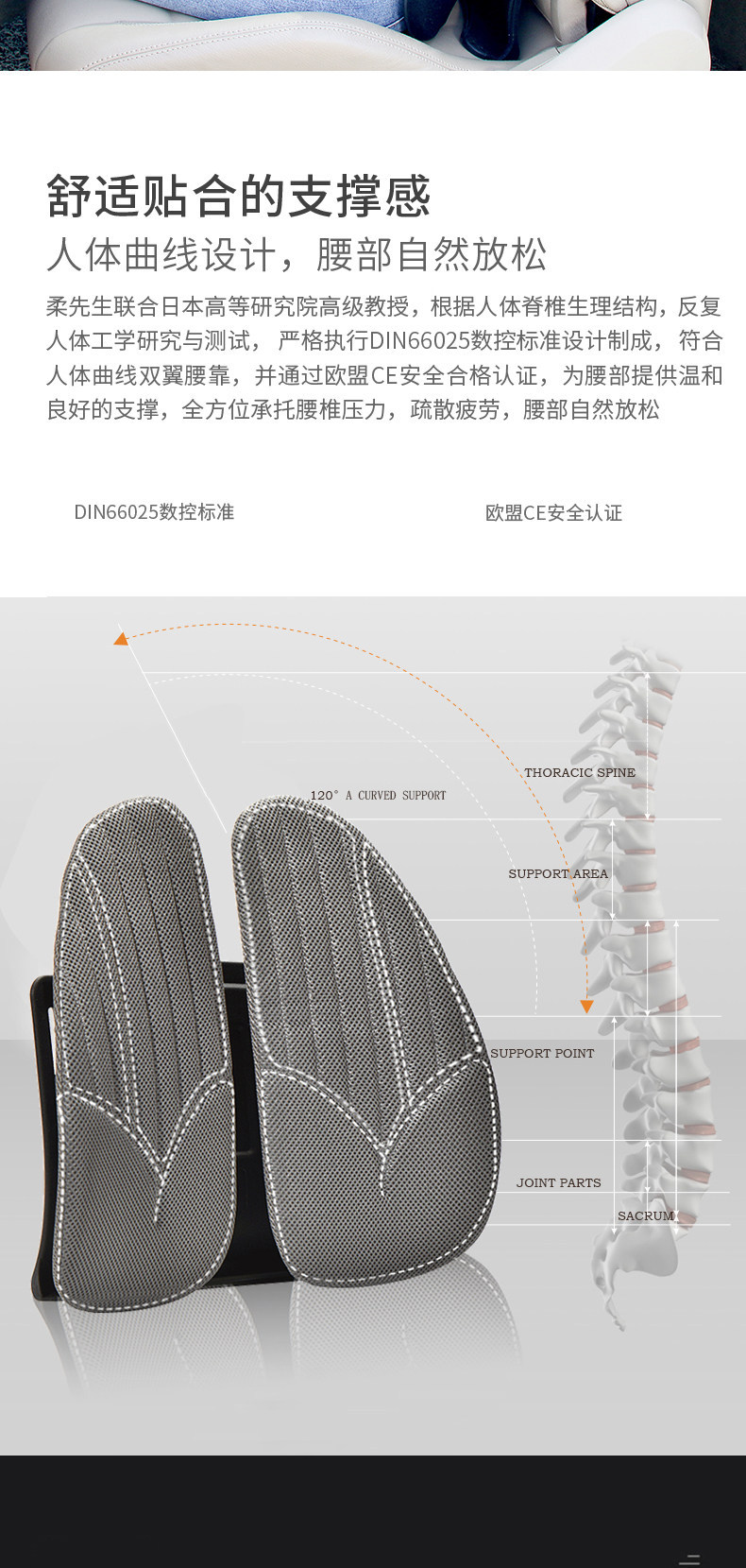 Mr. Rou's Ergonomic Lumbar Support Office Lumbar Cushion Summer Driver's Seat Car Lumbar Pillow Car Lumbar Support