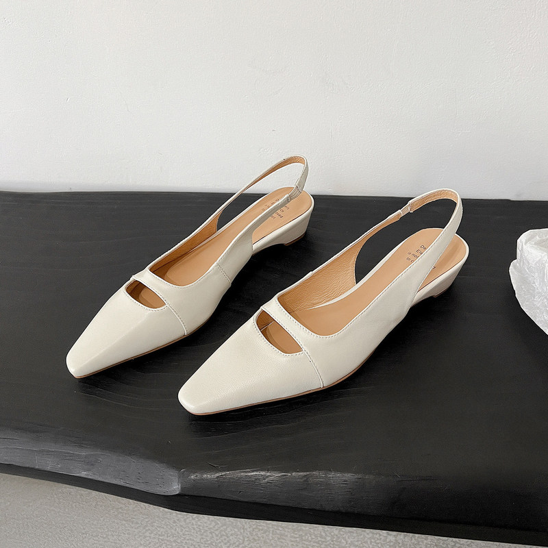 In Stock 2026 New Model Commuter Shoes, Everyday Style, Comfortable and Slimming, 3cm Heel Height, Hollow-Out Closed-Toe Backless Sandals for Women