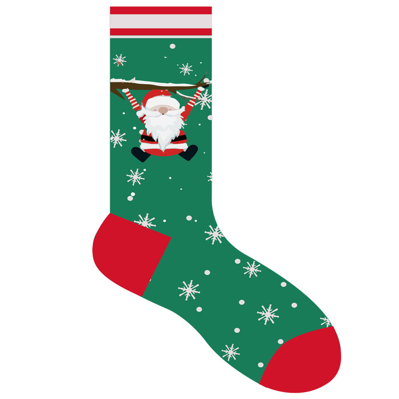 Christmas Festival Santa Claus, Snowman Pattern Unisex Fashion Santa Claus Snowman Cotton Jacquard Crew Socks