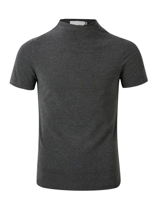 【JMWH】Slight Vogue丨クロスワンピースカラー右肩ポリフォニーニットスリムTシャツは着痩せ効果抜群で万能|undefined