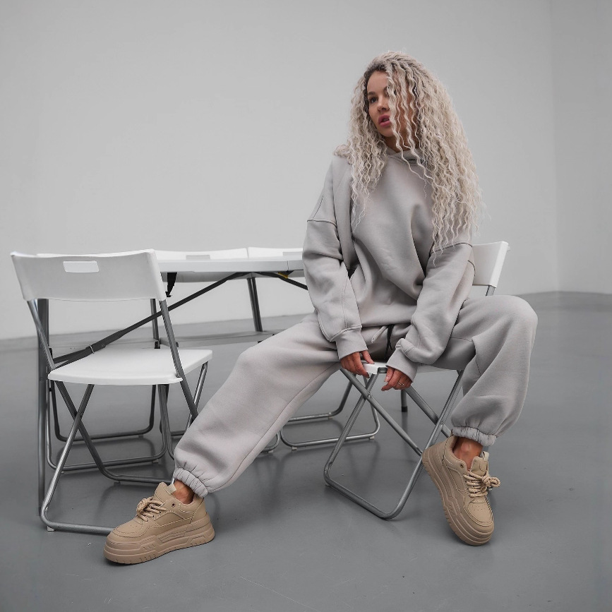2025 Fall/Winter New European And American Solid Color Long Sleeve Hooded Sweatshirt Women's Fashion Casual Pants Sports_ecoleips.com