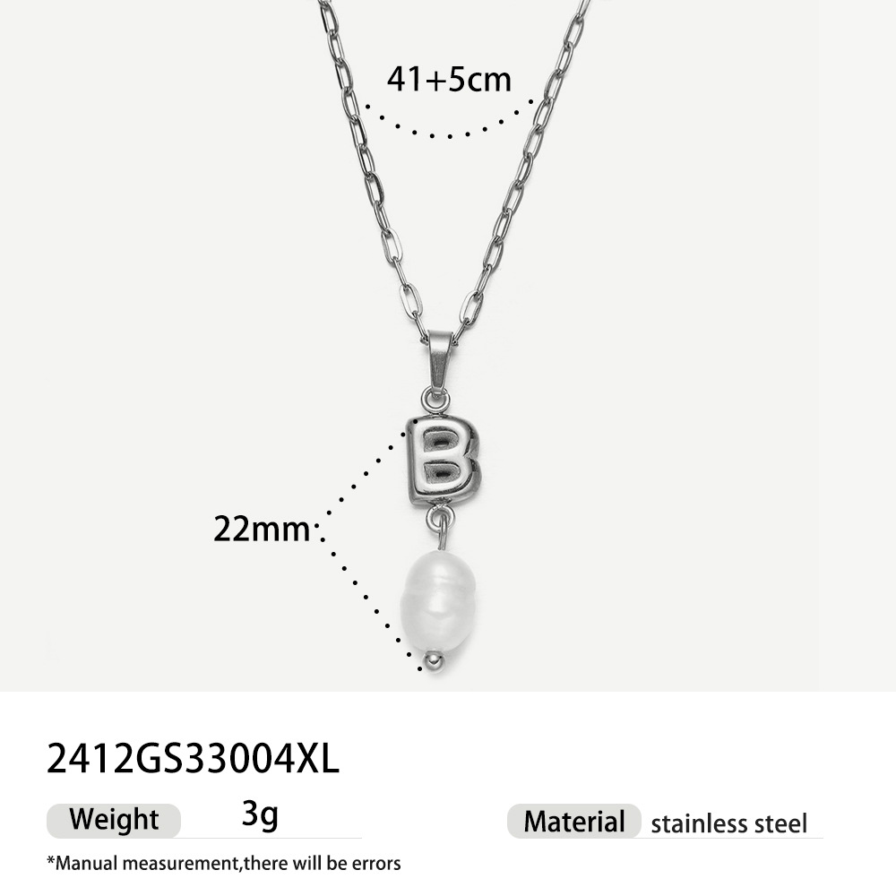 TENA collar de acero inoxidable de perlas verdaderas simplista de alto nivel nicho de diseño de acero de titanio collar de collar para mujeres image 28