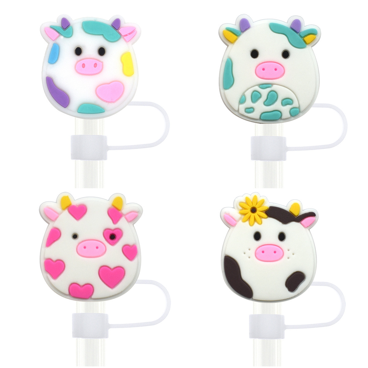 Cartoon Piggy Toy Straw Cap 8-10mm Cross-border Amazon Reusable Creative Internet Celebrity Straw Accessories