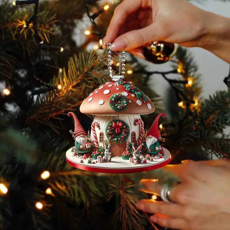 Рождественский новый грибной дом праздничный декоративный подвеска трансграничный акрилово-плоский автомобиль подвеска для вечеринок подвеска