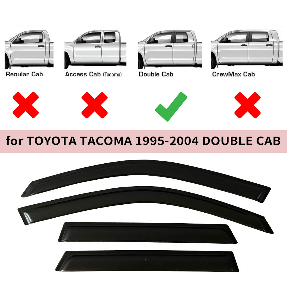 Toyota Toyota TACOMA 1995-2004 DOUBLE Window Visor Rain Guard (Rain shield) - for-toyota-tacoma-1995-2004-double-cab4pcs