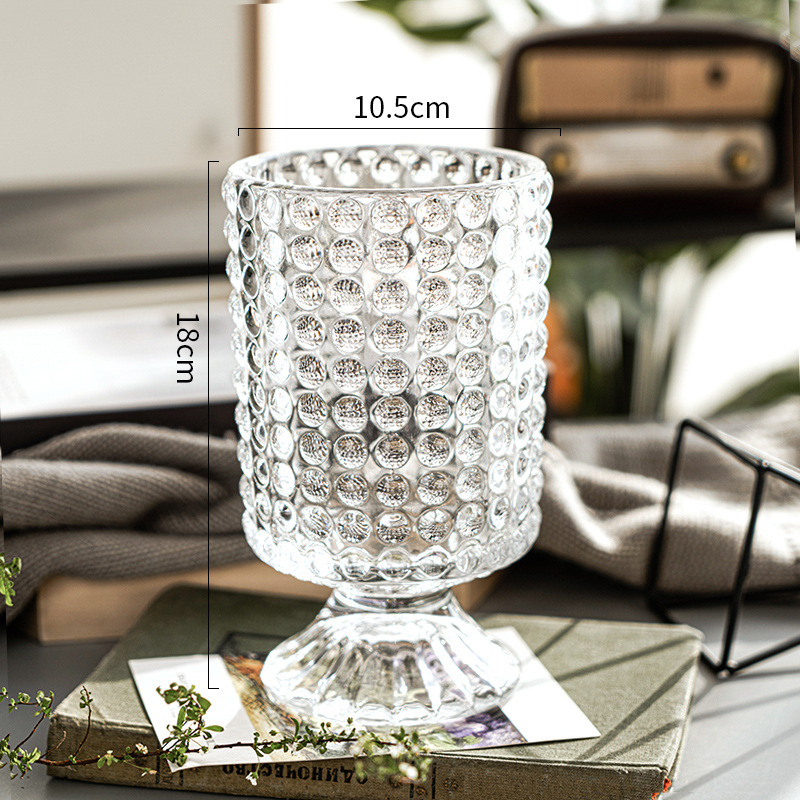 Moderno simple alivio de vidrio transparente de alta pierna florero de alta apariencia Internet celebridad hidropónico arreglo floral Decoración