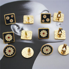 韩国网红复古清新滴油小雏菊925银针耳钉珐琅花朵耳饰耳夹女