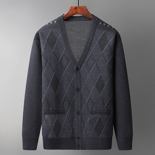 Осенний кардиган, свитер, трикотажный топ, 2023, для среднего возраста, V-образный вырез, в западном стиле