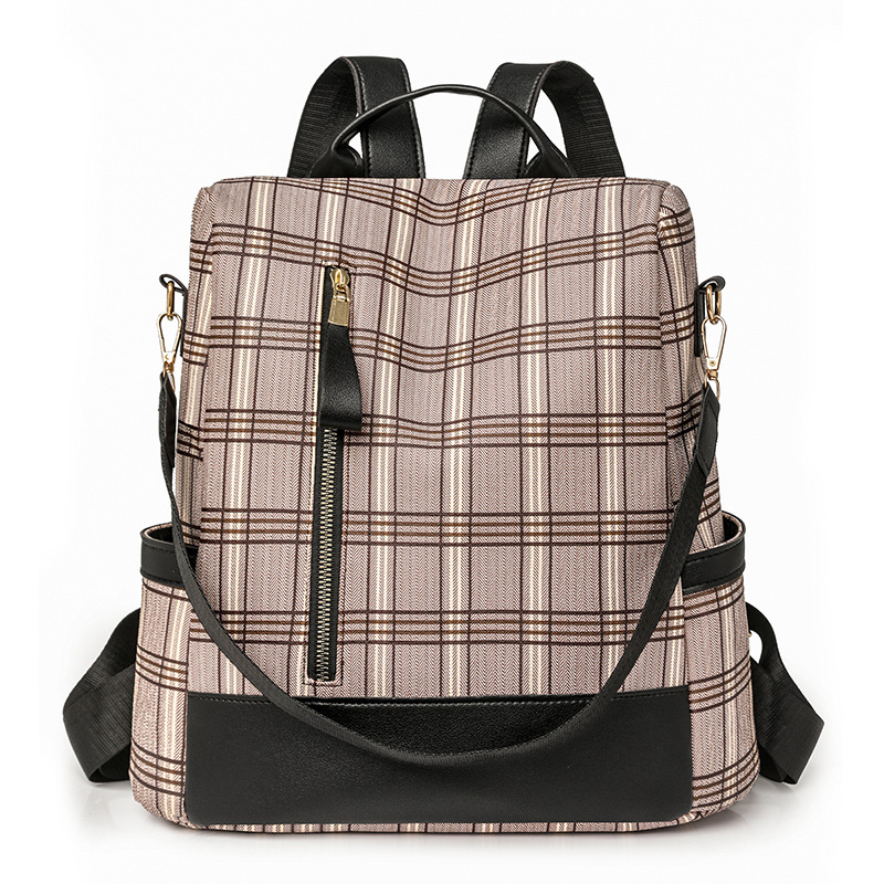 Bolsos para mujer 2024 nuevas señoras casuales mochila de cuero suave moda color de contraste mochila de viaje antirrobo mochila escolar al por mayor