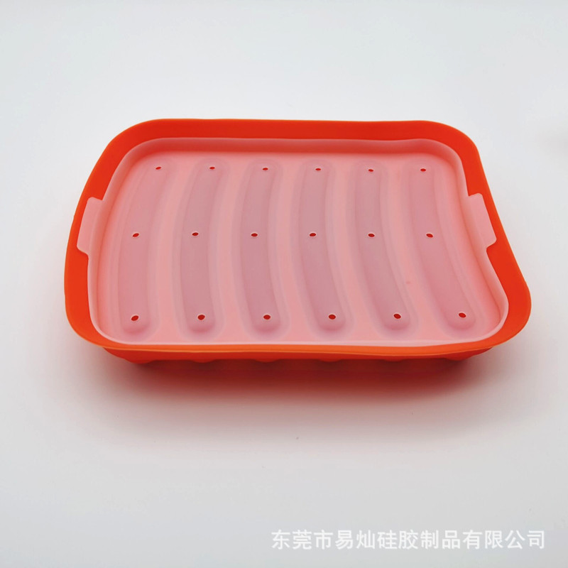 In-Stock Six-Piece Hot Dog Mold with Lid, Ham Box Silicone Sausage Mold, Kitchen Supplies Baking Sausage Mold