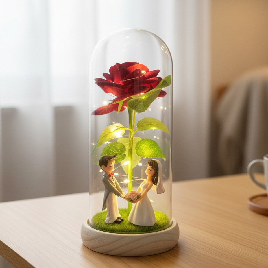 Rosas rojas + pareja de flores + troncos