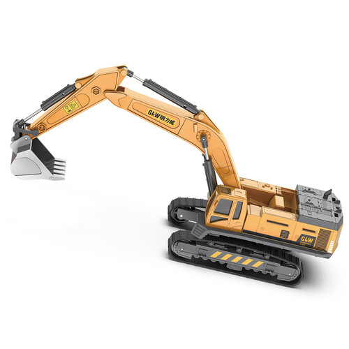 Steel Power Alloy Construction Truck Children's Excavator Crane Model Digging Boy Toy Cross-border Chinese and English