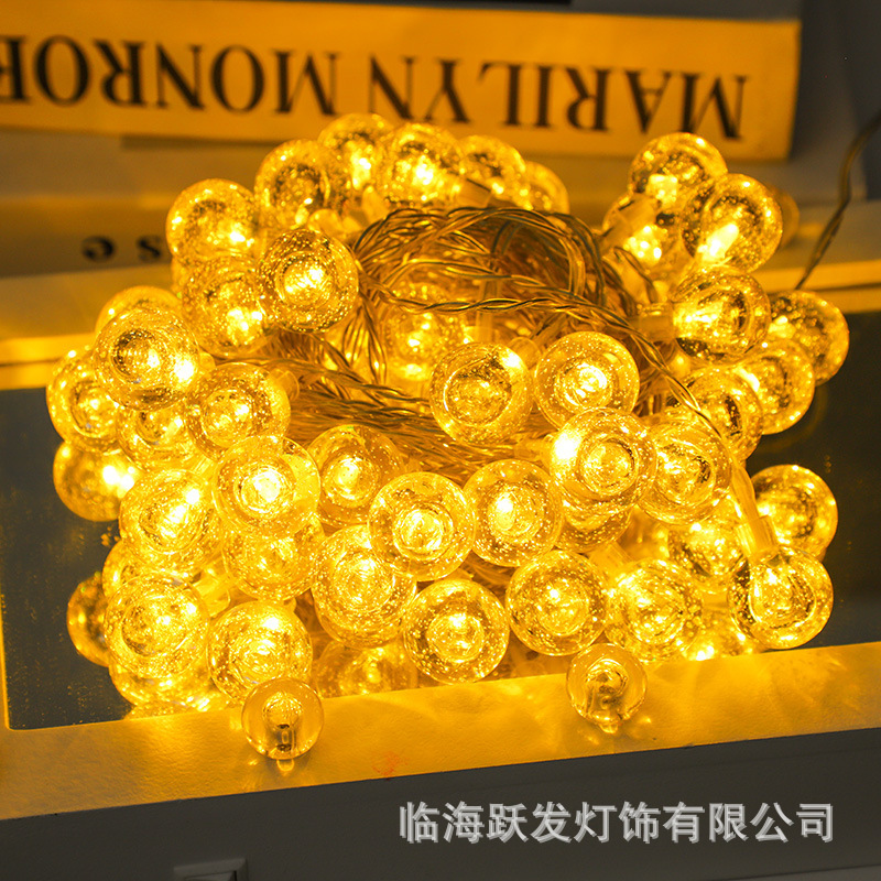 Outdoor Camping Style Light Waterproof Led Bubble Ball Light String Three-Function Battery Box Crystal Ball Light String Holiday Decorative Light