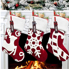 2023クリスマスギフトバッグクリスマスドア掛け装飾用品刺繍ベルベットクリスマス靴下プレゼント袋