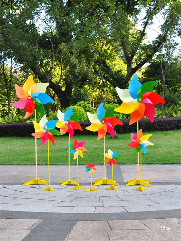 Colorful travel plastic windmill toy for camping