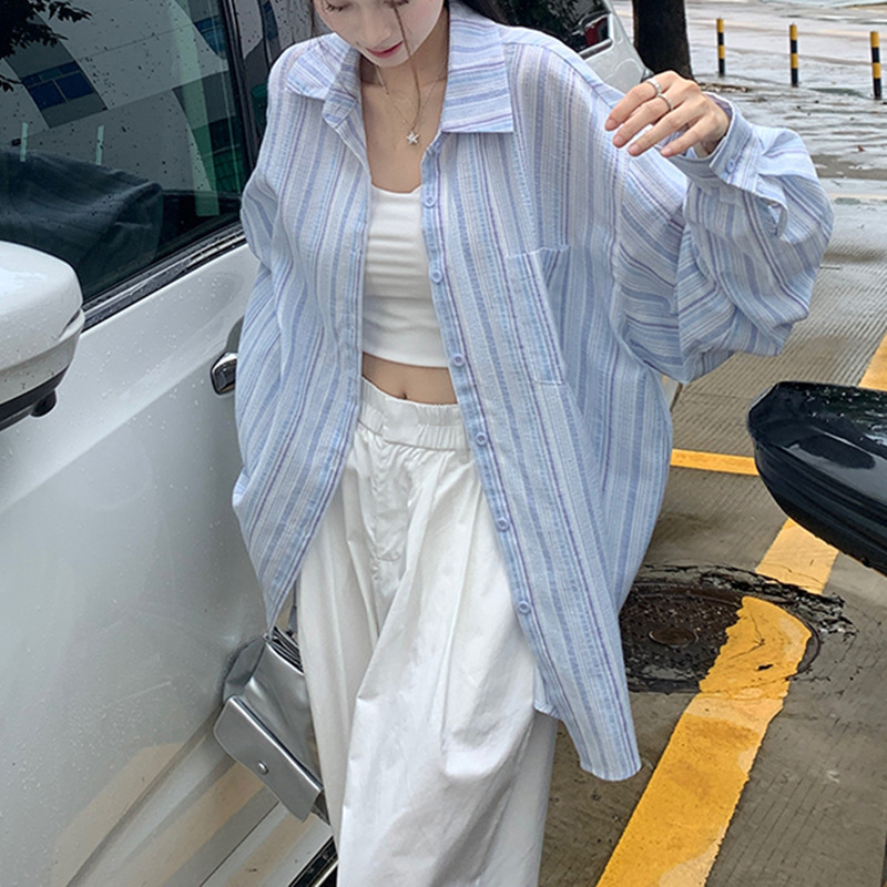 Dopamine Plaid Long-Sleeved Summer Sun Protection Shirt for Women New Loose and Versatile White Casual Mid-Length Shirt Trendy Dopamine Plaid Long-Sleeved Summer Sun Protection Shirt for Women New Loose and Versatile White Casual Mid-Length Shirt Trendy