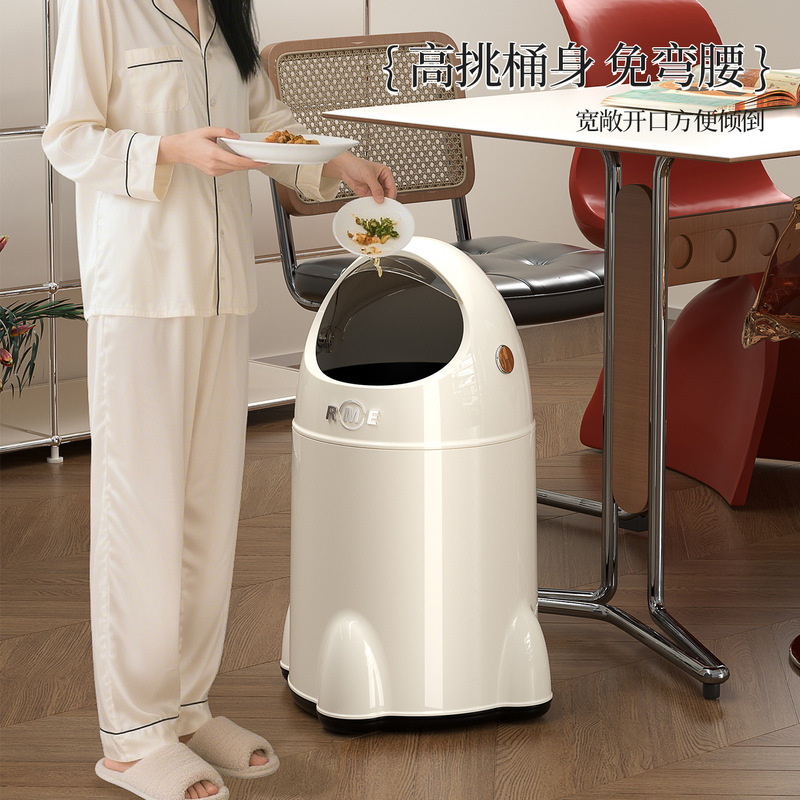 Creative Rocket Trash Can for Home Living Room, No Bending, High-Looking Trash Can, Simple Large Bedroom Kitchen Trash Can