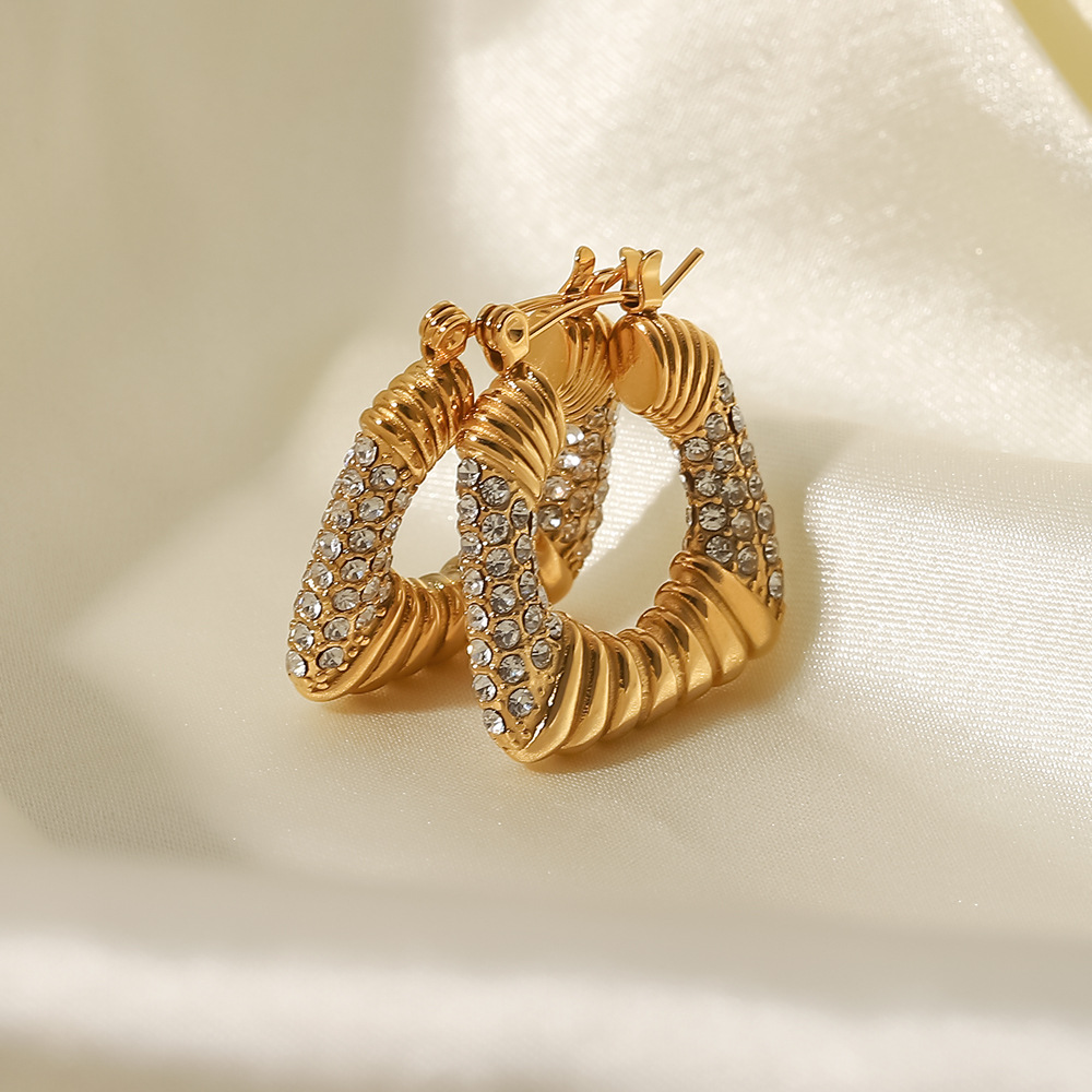 Fashion Geometric Stainless Steel Earrings Gold Plated Zircon Stainless Steel Earrings