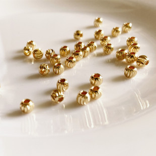 14K package gold cut hollow watermelon beads DIY handmade accessories golden pumpkin pattern lantern color retaining round beads
