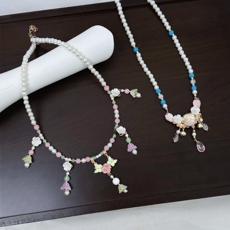 Hanfu Collar Necklace with Pearls and Tassels, New Chinese Style Qipao, Traditional Chinese Style, Ancient Costume Han Elements Accessories Hanfu Collar Necklace with Pearls and Tassels, New Chinese Style Qipao, Traditional Chinese Style, Ancient Costume Han Elements Accessories