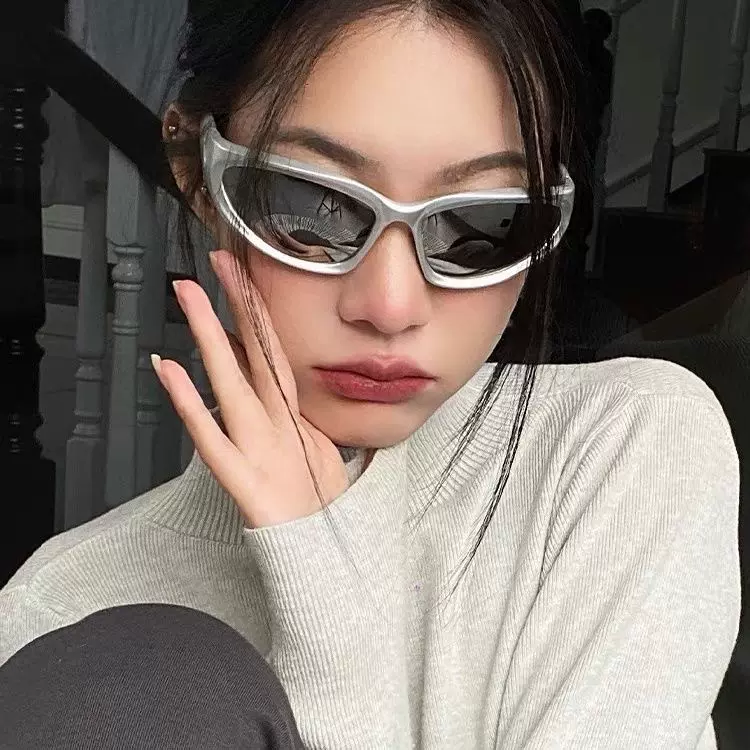 欧美千禧科技感朋克墨镜Y2K方形骑行眼镜男女超酷街拍防晒太阳镜
