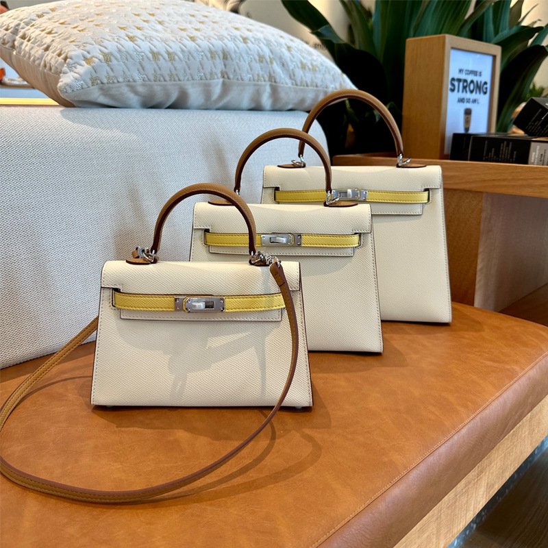 高感凯莉女包真皮收提包手掌纹斜挎包时尚撞色单肩包迷你铂金包