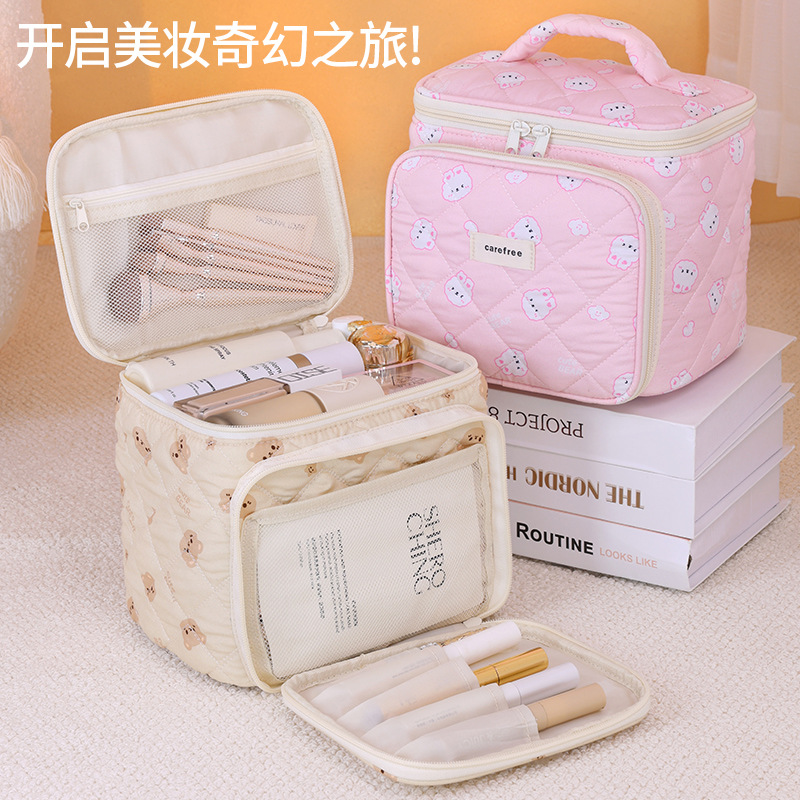 Nuevo tipo transfronterizo de alto valor facial de gran capacidad de almacenamiento de partición maquillaje mágico bolsa de maquillaje portátil de viaje bolsa de maquillaje