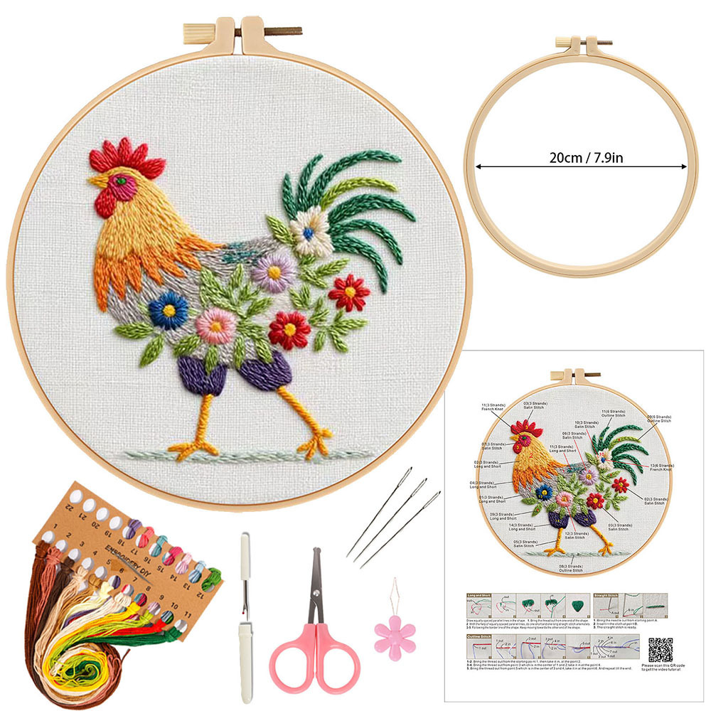 Nuevos productos de gallo bordado DIY material de mano bolsa de bordado tridimensional europeo material DIY Amazon Inglés transfronterizo