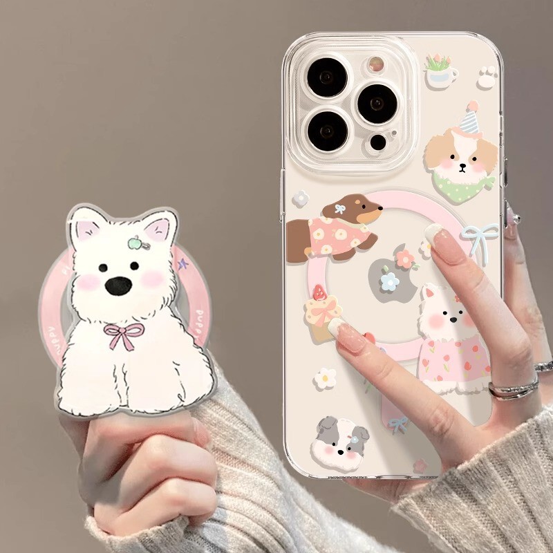 West Highland Puppy Apple 17 Pro Max Phone Case New Transparent Magnetic Cute Air Full Cover 16 Stand 15