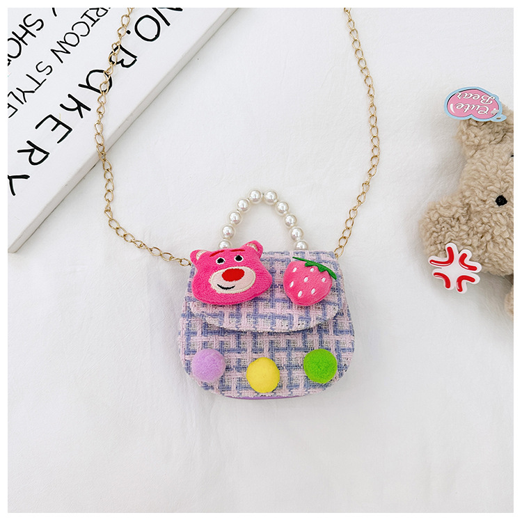 딸기 곰 보라색 핑크