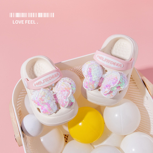 Children's Slippers Summer New Wholesale Cartoon Cute Baby Croc Shoes Soft Baotou Small and Medium-sized Children's Slippers Girls