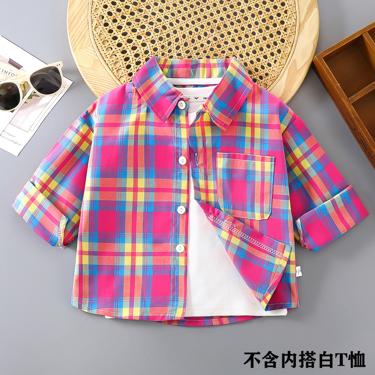 Camisa para niños para hombre 2025 nueva camisa a cuadros de algodón de estilo occidental para bebés primavera y otoño Cárdigan de solapa de moda para niños