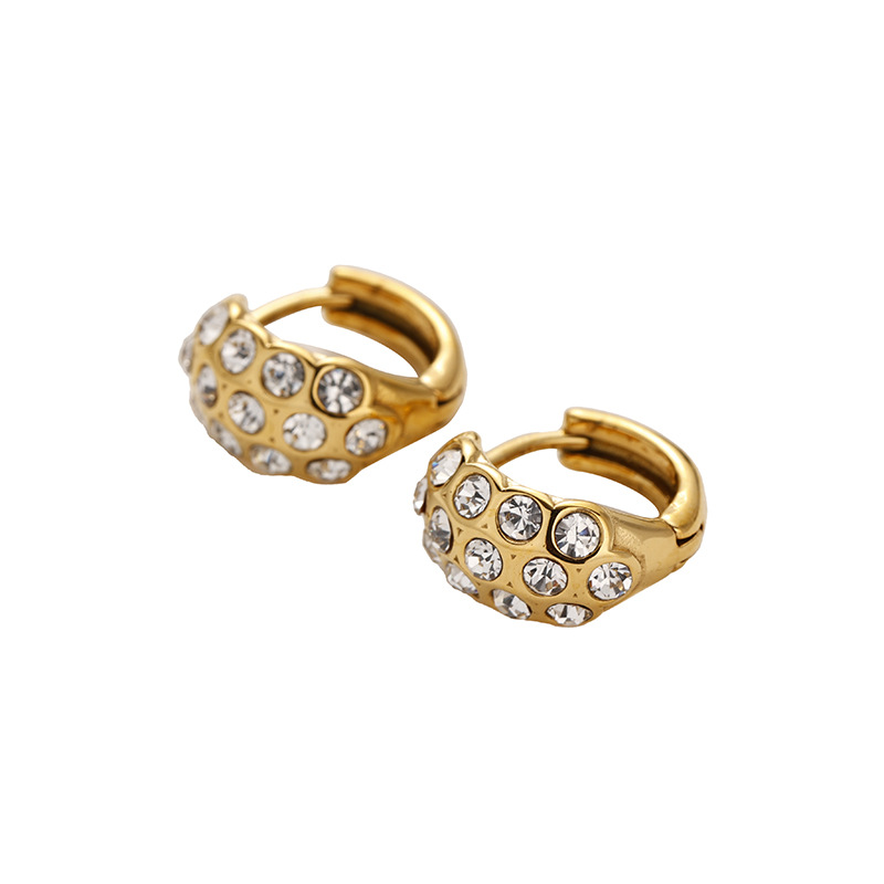 Taina Europa y los Estados Unidos 18k oro real galvanizado auriculares de acero de titanio moda inns orejetas de zircon pernos de acero inoxidable al por mayor transfronterizos